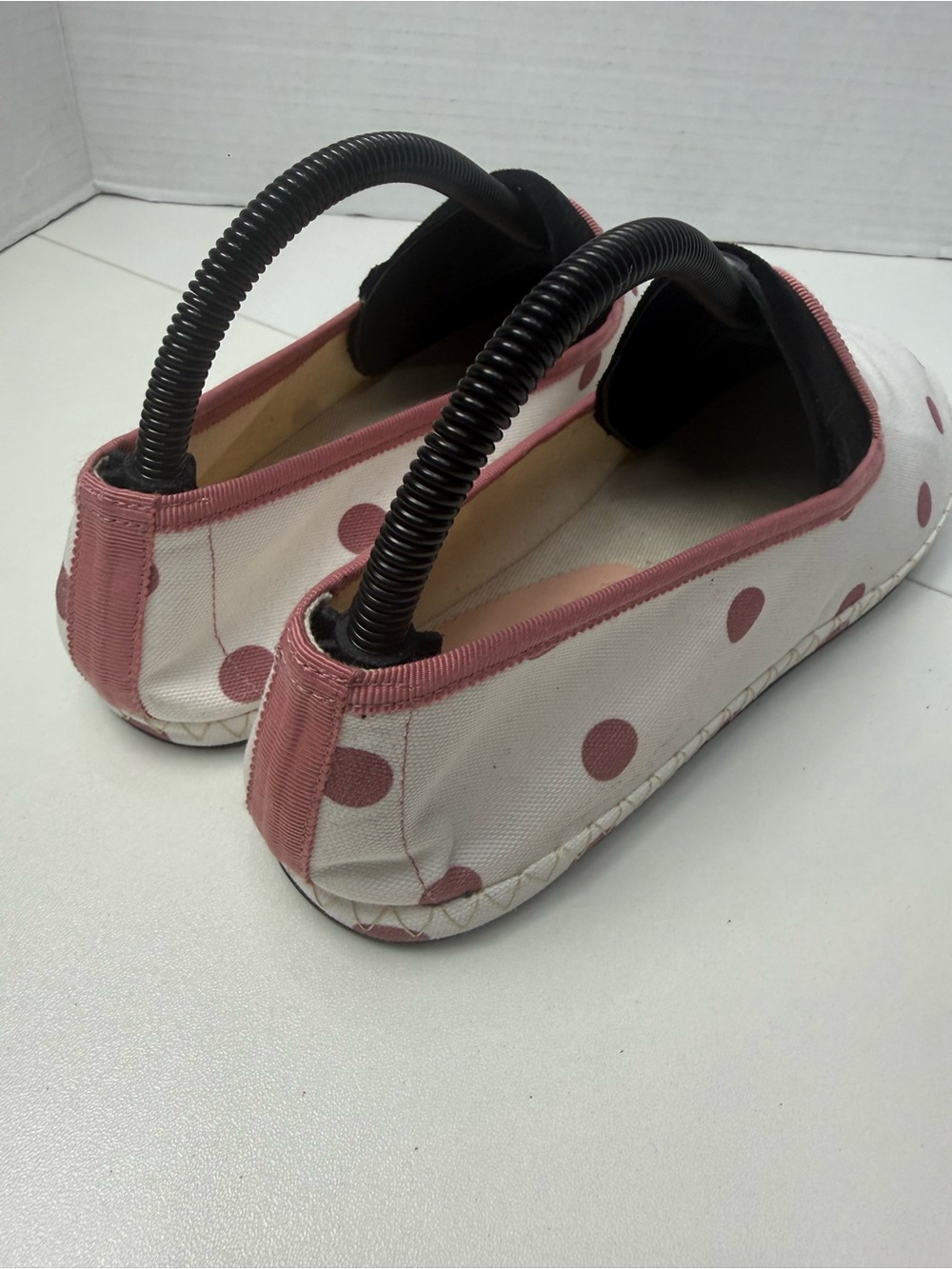 J. Crew Cream Canvas Flats with Rose Polka Dots size 8.5 - Picture 8 of 11